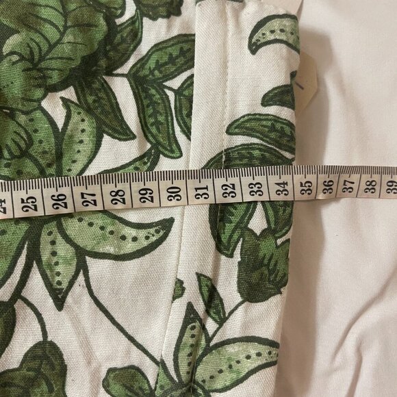 Midnight SKY. Short linen blouse size S. White and green printed. Made in India. - Picture 2 of 7